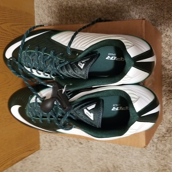 NIKE SIZE 16 GREEN WHITE VAPOR SPEED REPLACEABLE FOOTBALL CLEATS COMES WITH TOOL - Picture 9 of 12